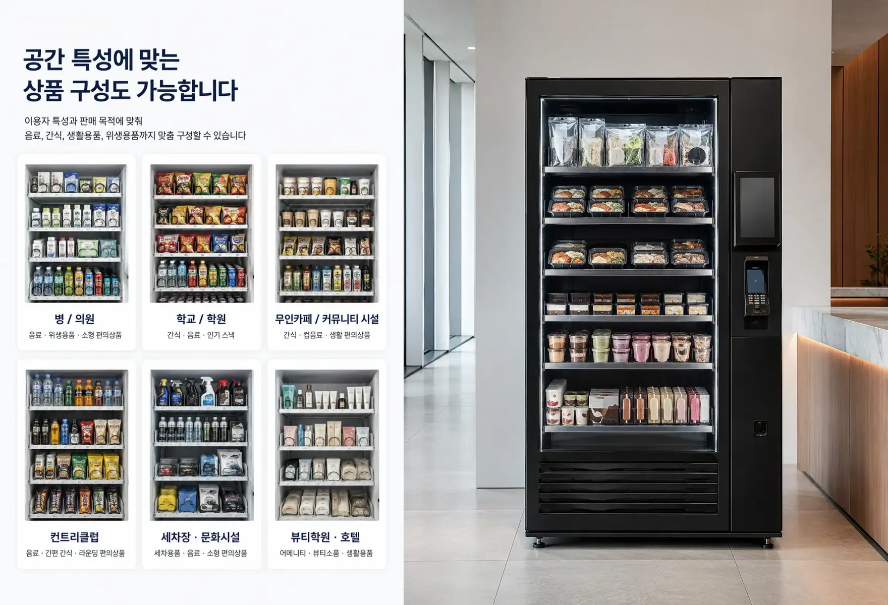 헬스장 자판기 멀티자판기와 냉동자판기 상품 구성 비교